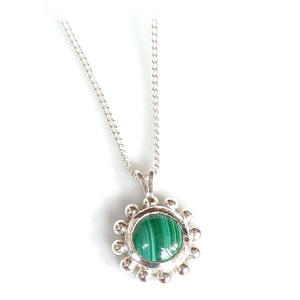 Ciondolo tondo con gemma di Malachite