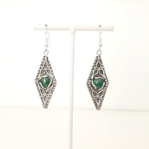 Orecchini a losanga con malachite