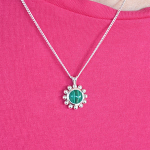 Ciondolo tondo con gemma di Malachite