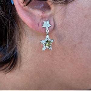 Orecchini Stelle con gemme di peridoto naturale