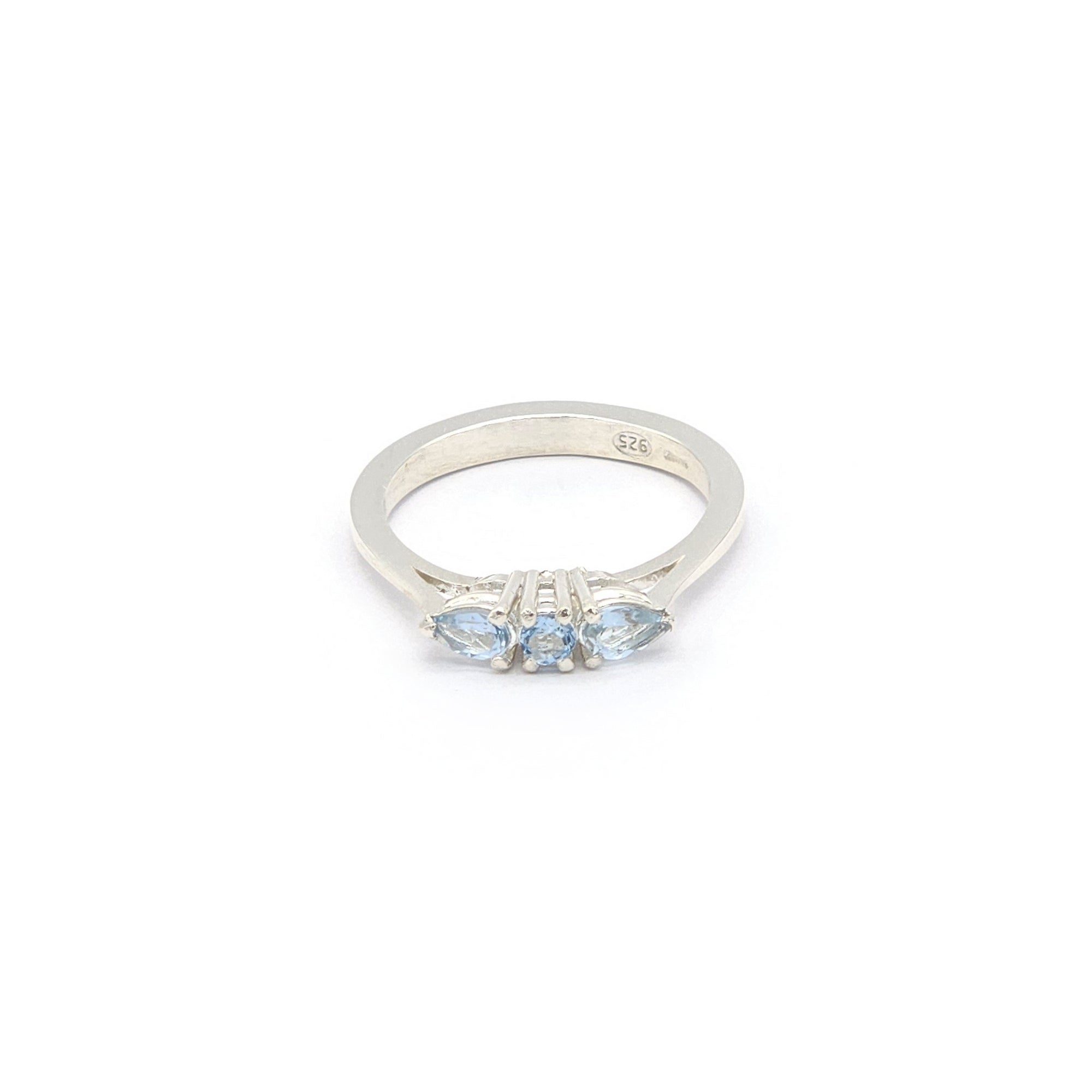 Anello trilogy con acquamarina