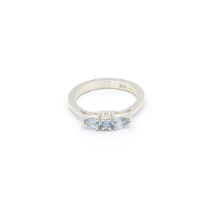 Anello trilogy con acquamarina