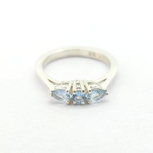 Anello trilogy con acquamarina