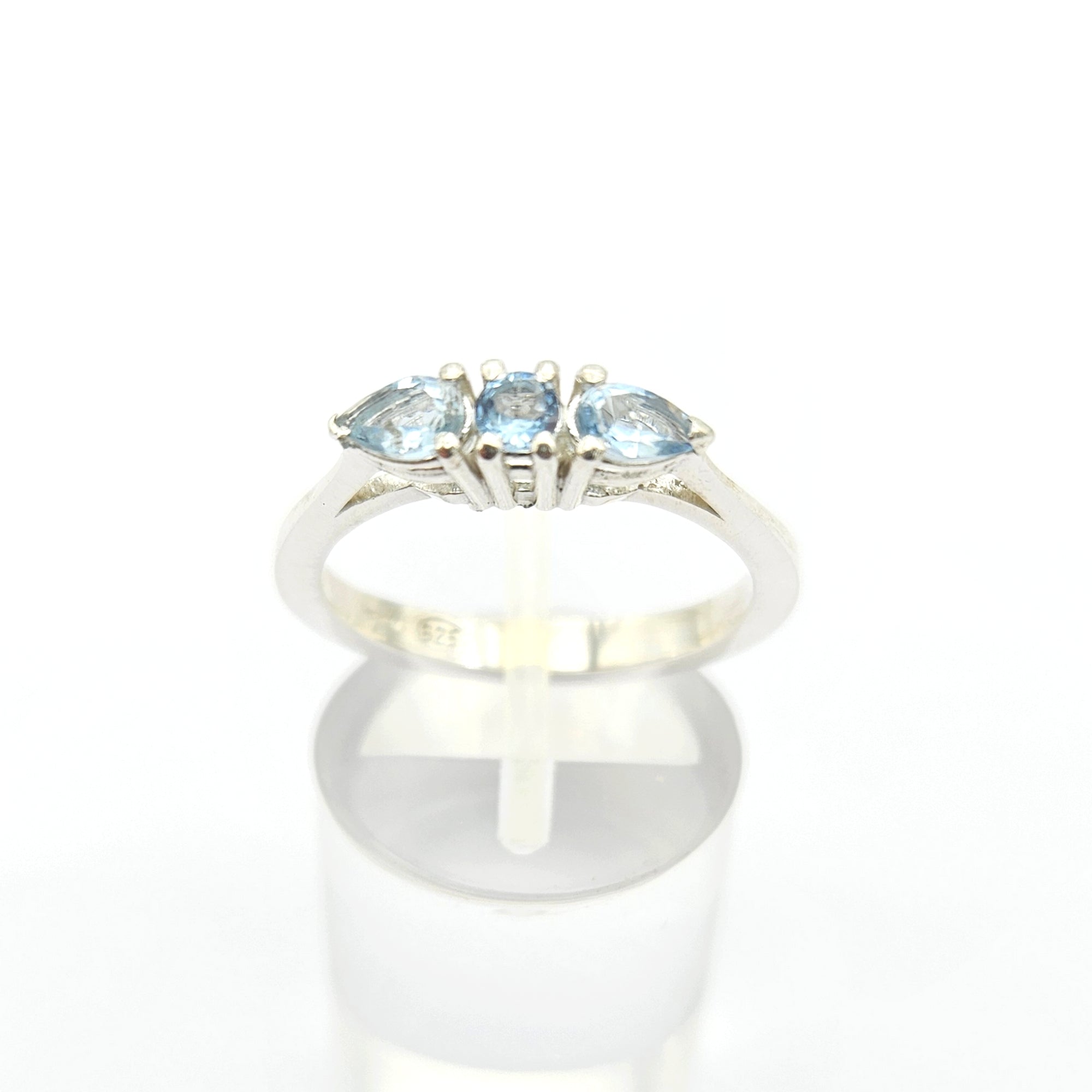 Anello trilogy con acquamarina