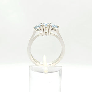 Anello trilogy con acquamarina
