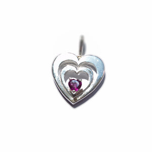 Ciondolo Cuore con gemma di rodolite naturale