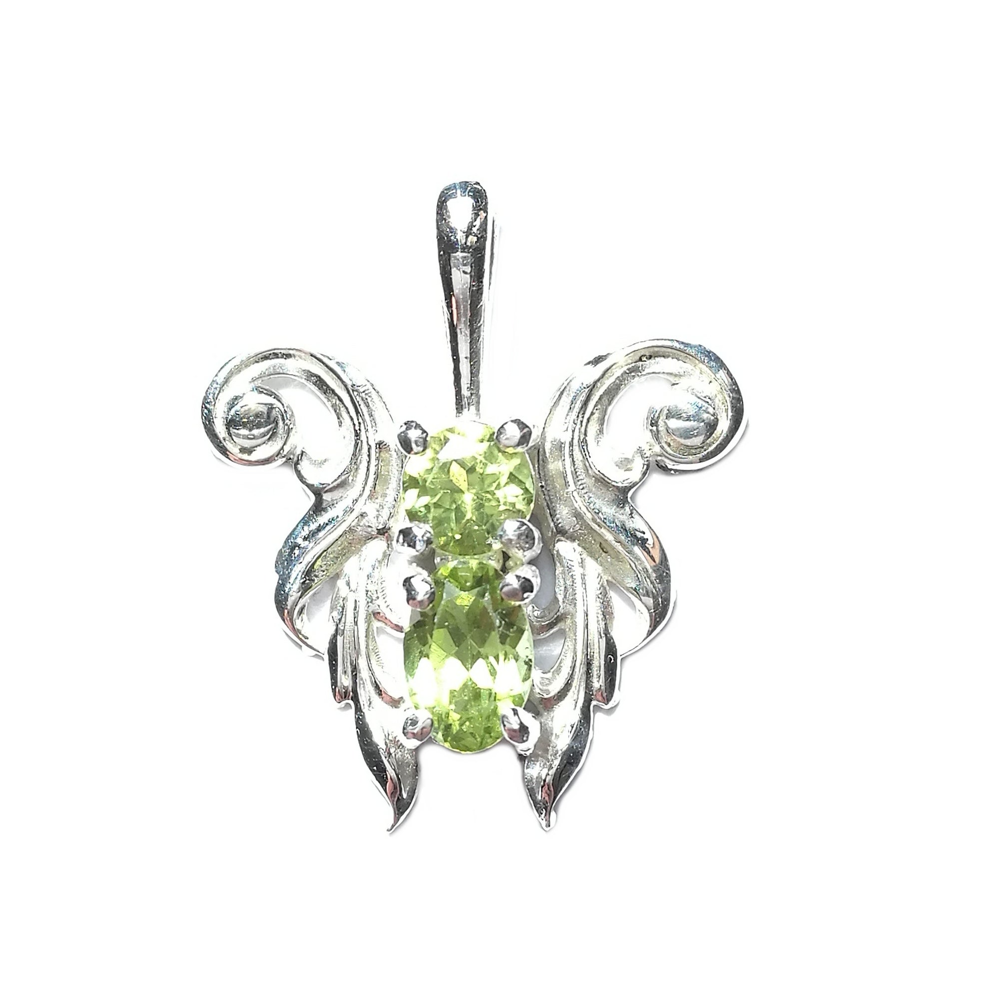 Ciondolo angioletto stilizzato con gemme di peridoto